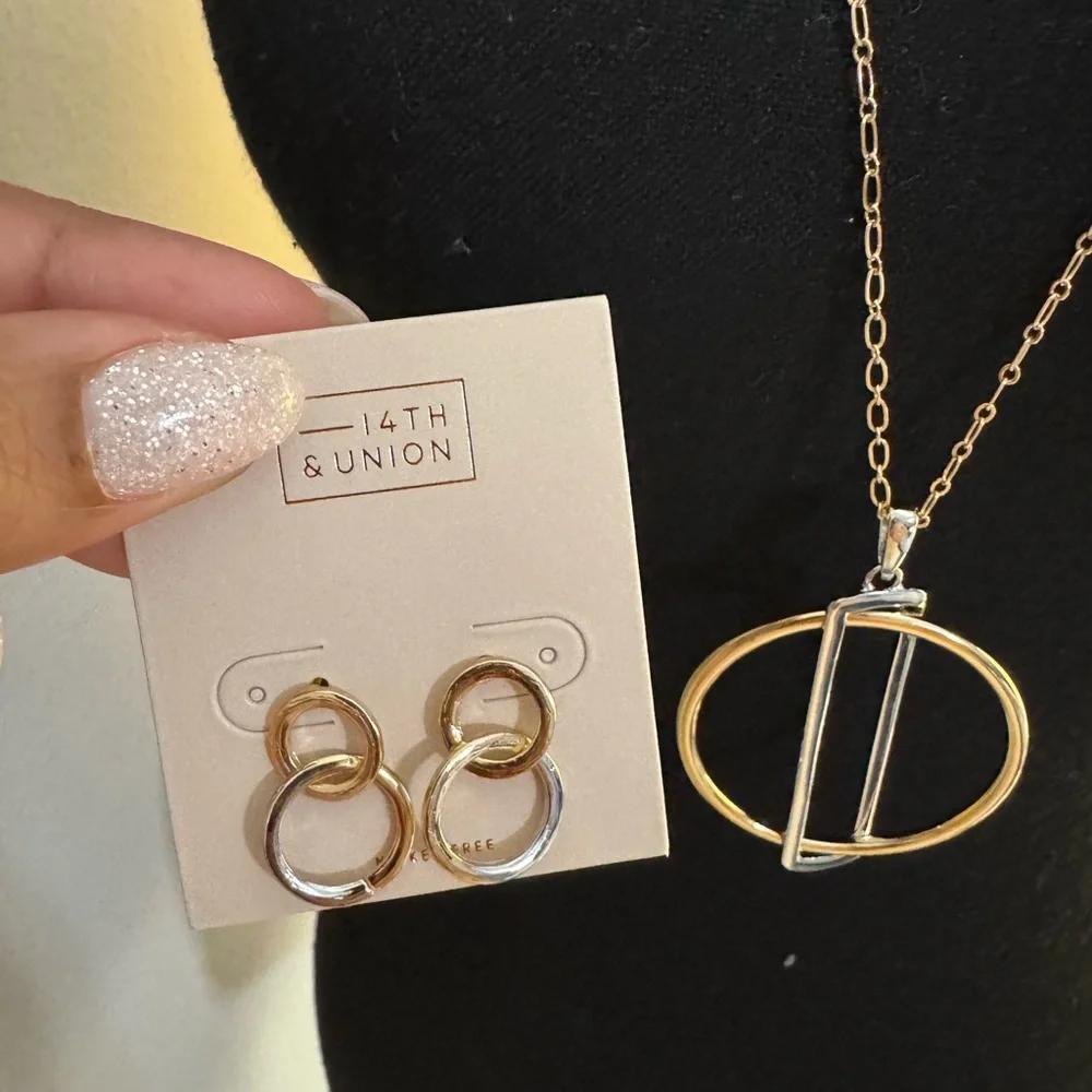3 ITEM BUNDLE! 14th & Union Mixed Metal necklace, bracelet and earrings! - Picture 2 of 4